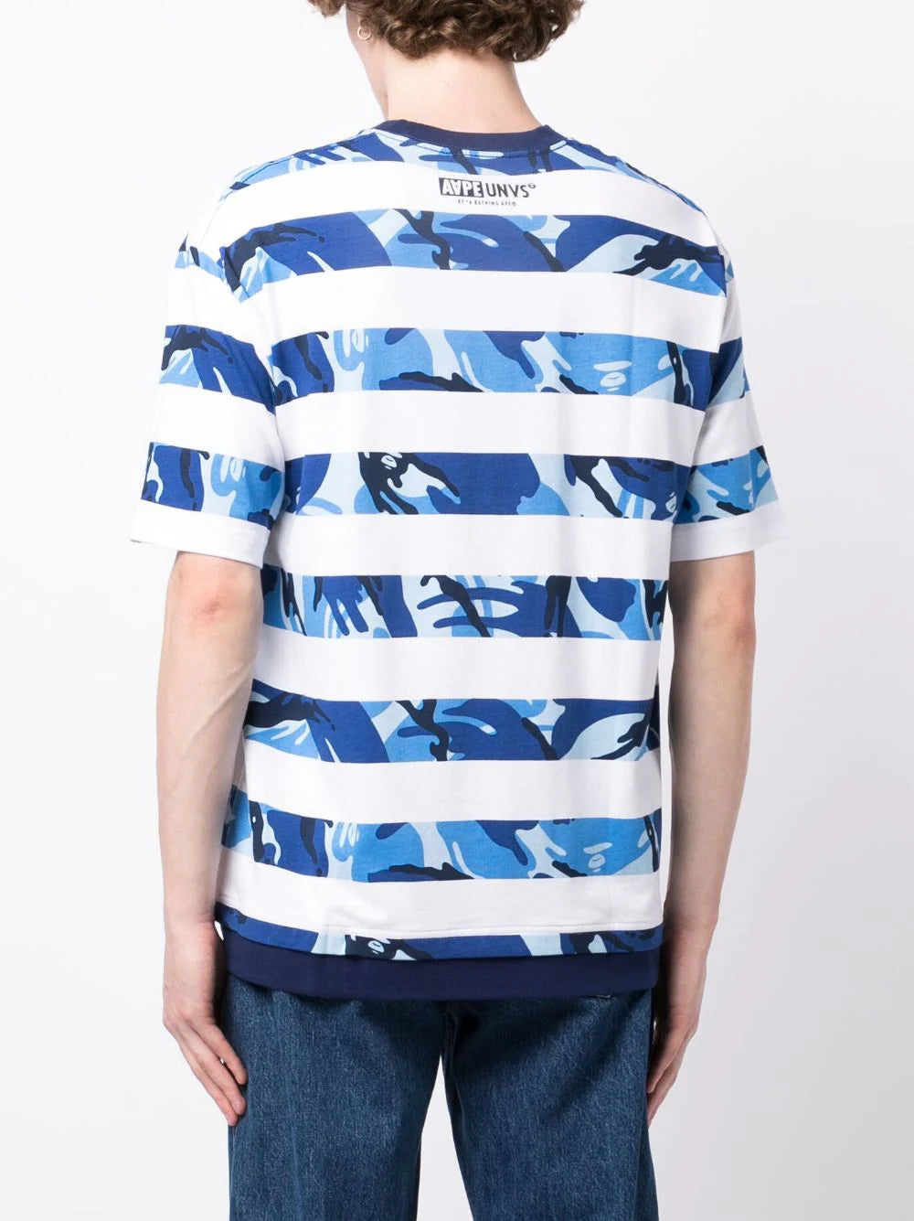 AAPE BY *A BATHING APE®  logo-appliqué striped T-shirt