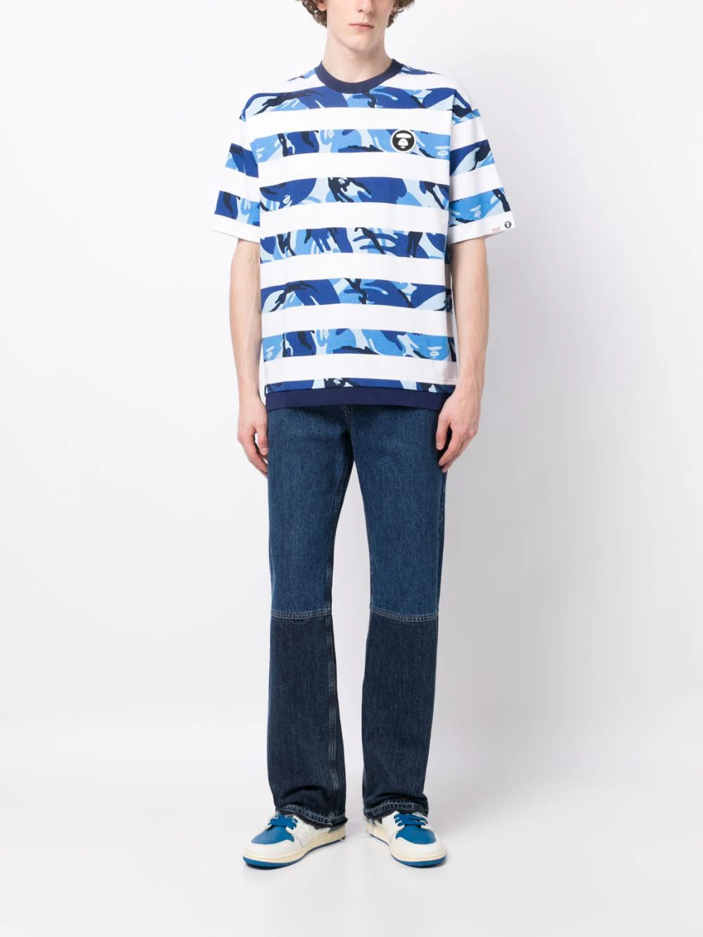AAPE BY *A BATHING APE®  logo-appliqué striped T-shirt
