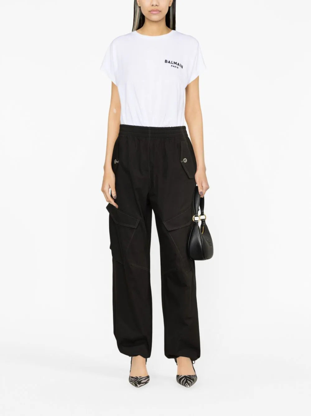 Balmain flocked logo cotton T-shirt