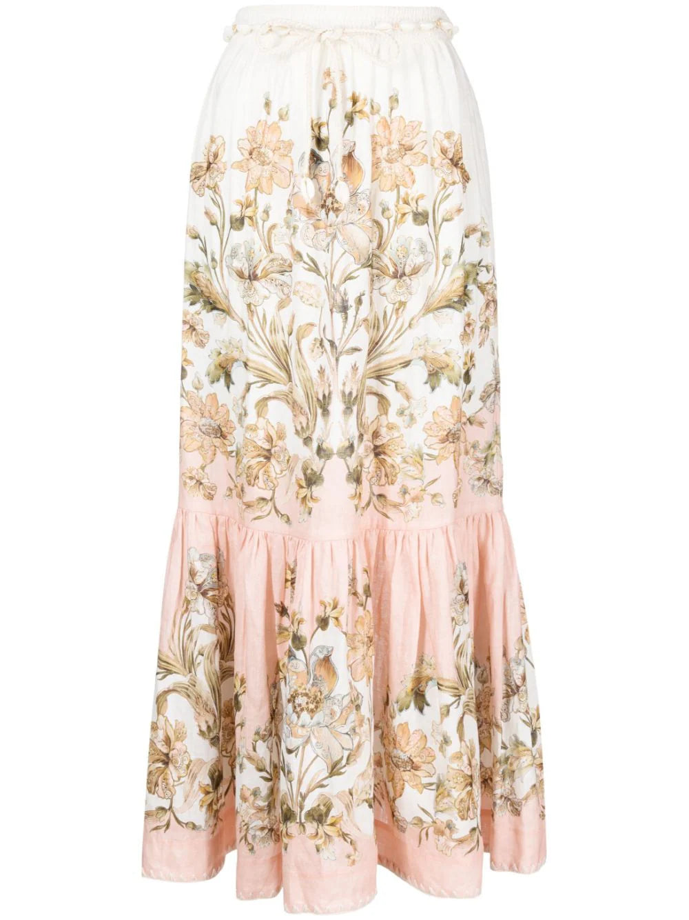 ZIMMERMANN  Chintz floral-print linen midi skirt