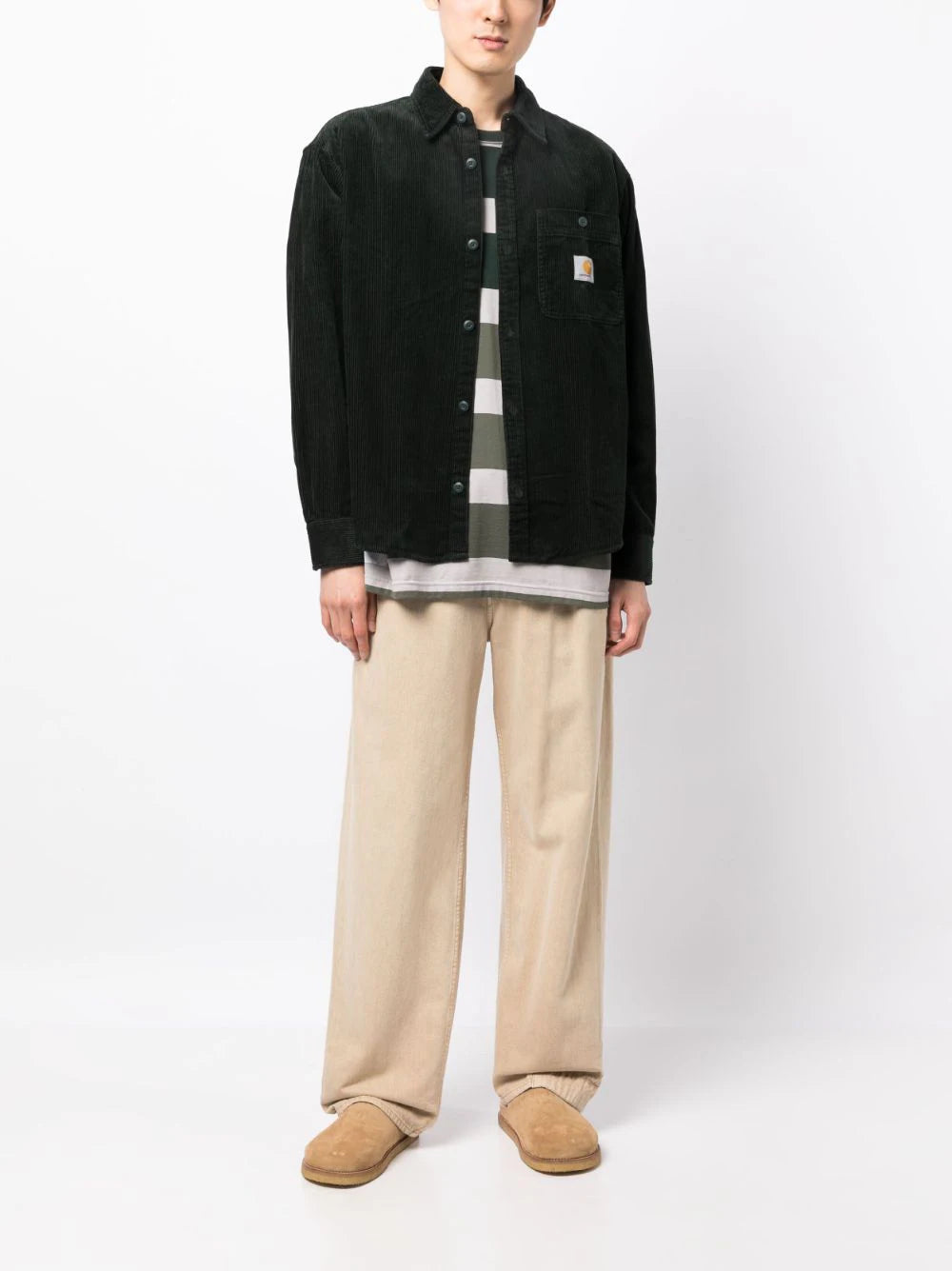 Carhartt WIP  corduroy logo-patch cotton shirt