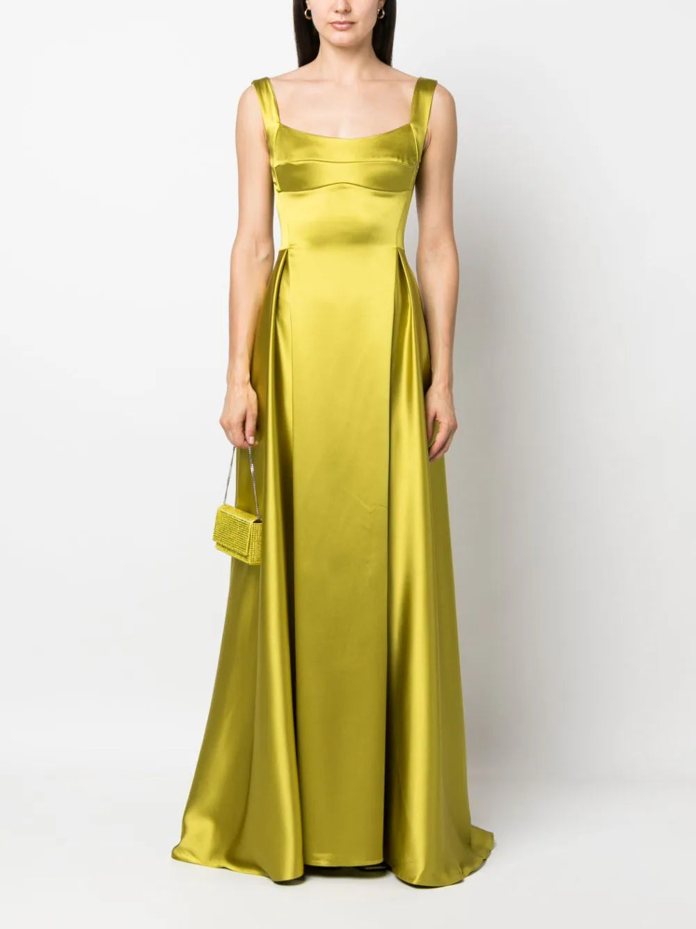 Atu Body Couture  satin-finish pleated maxi gown