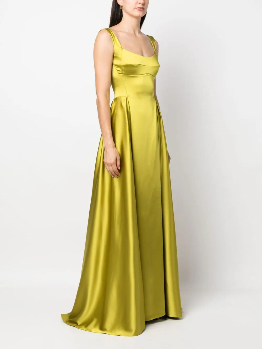 Atu Body Couture  satin-finish pleated maxi gown