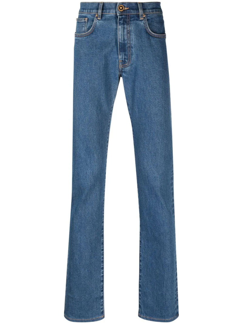 Versace  logo-embroidered slim-fit jeans