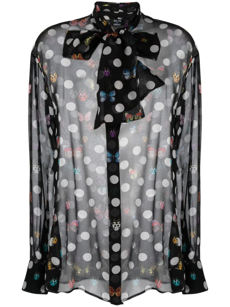 Versace  x Dua Lipa butterflies-print silk shirt