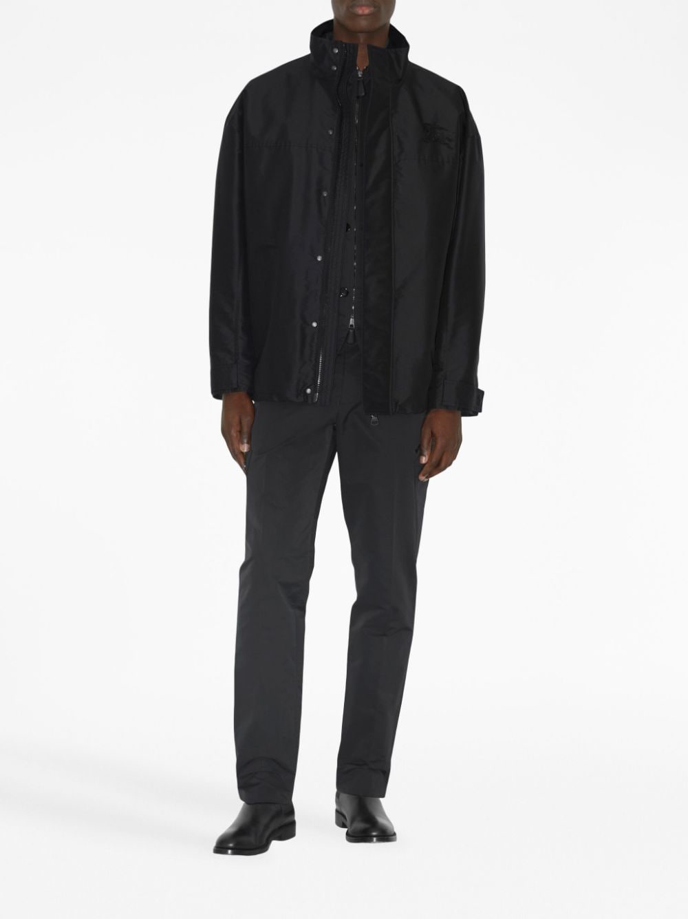 Burberry EKD-embroidered high-neck jacket