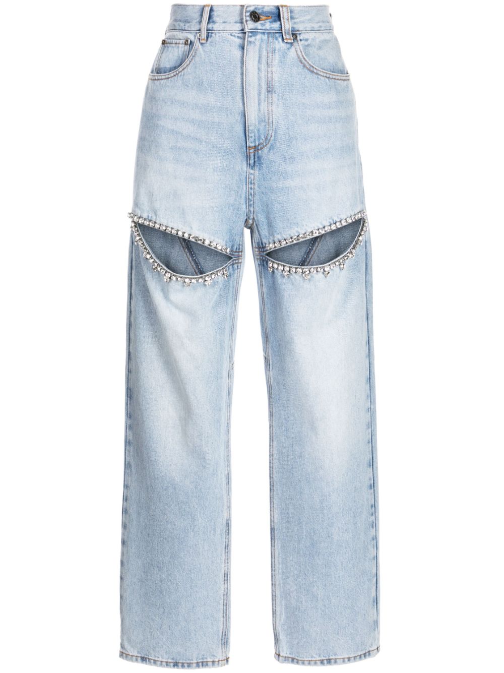 AREA  crystal-embellished straight-leg jeans