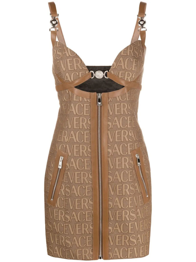 Versace  Allover cut-out jacquard minidress