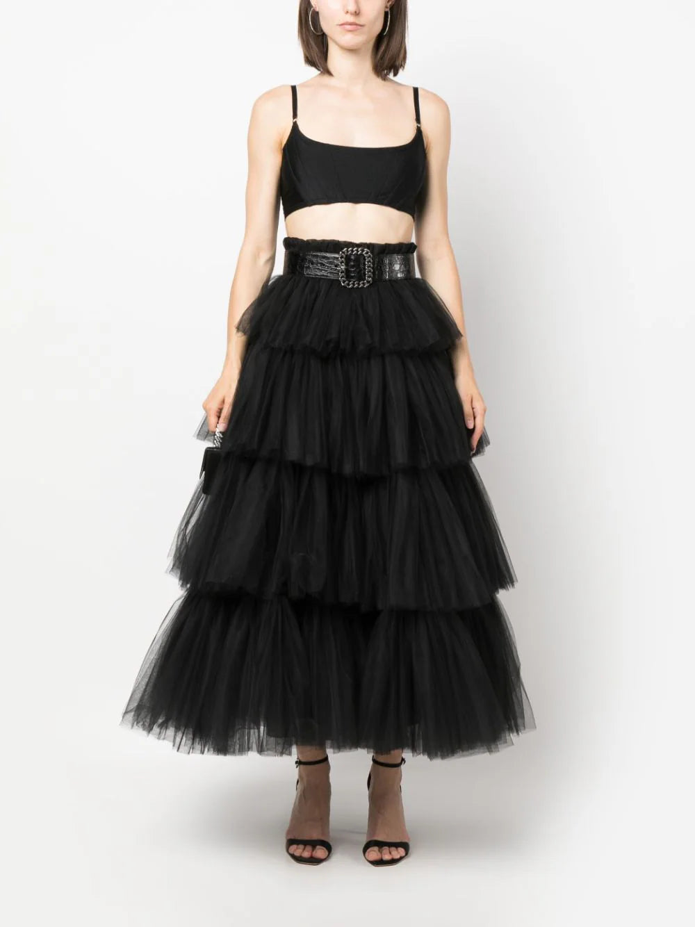 Ana Radu  tiered tulle midi skirt