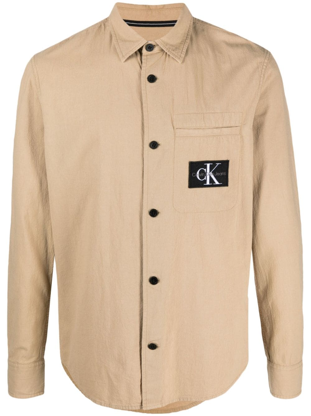 Calvin Klein Jeans logo-patch textured-cotton shirt