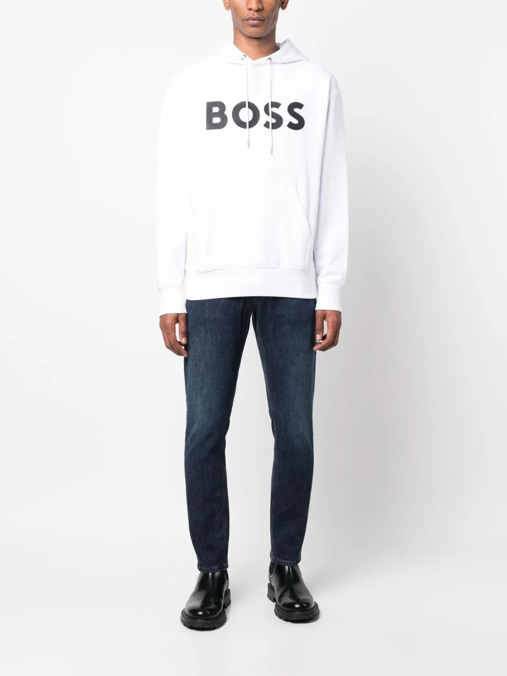 BOSS logo-print cotton hoodie