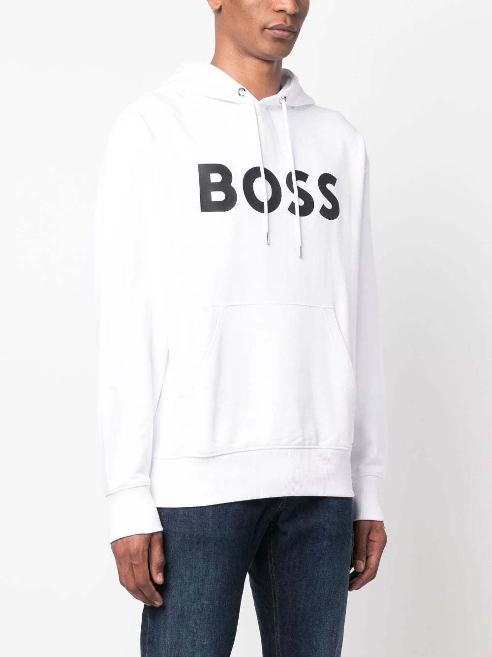 BOSS logo-print cotton hoodie