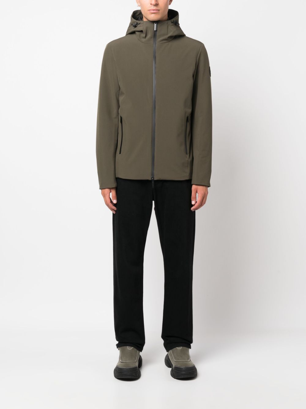 Woolrich  logo-patch zip-up hooded jacket