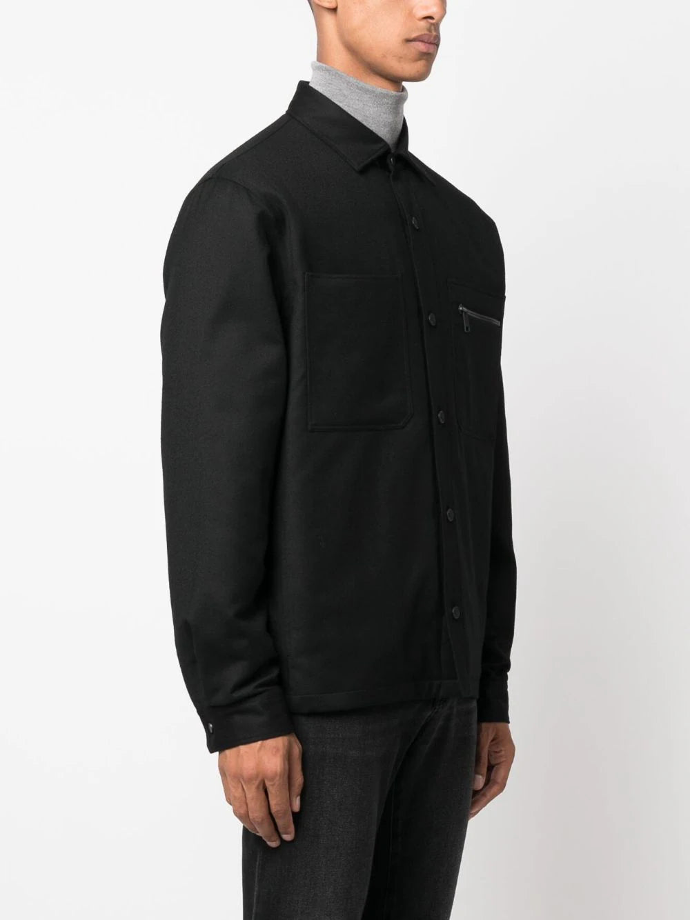 Zegna button-up wool shirt jacket - Image 3