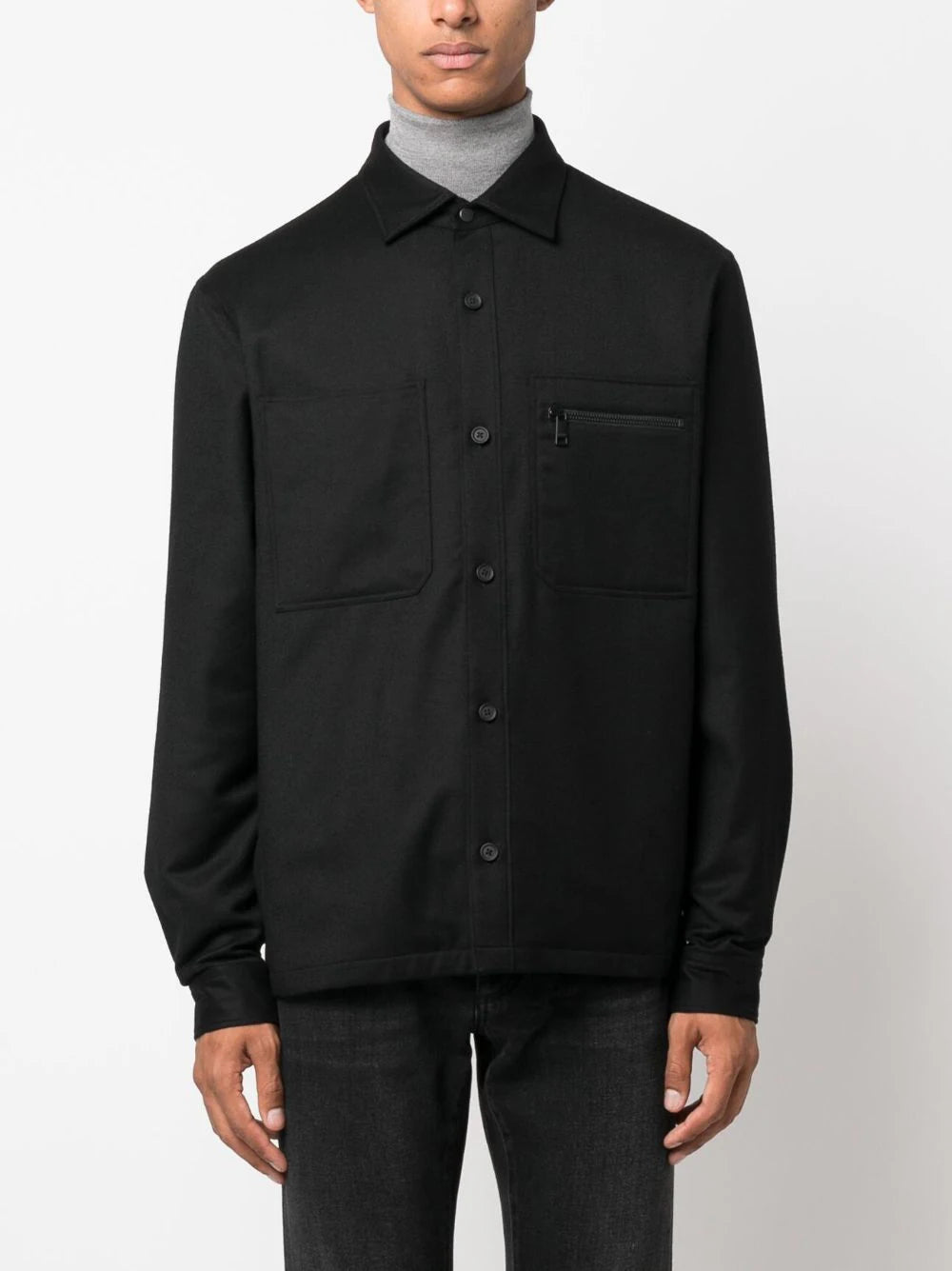 Zegna button-up wool shirt jacket - Image 2