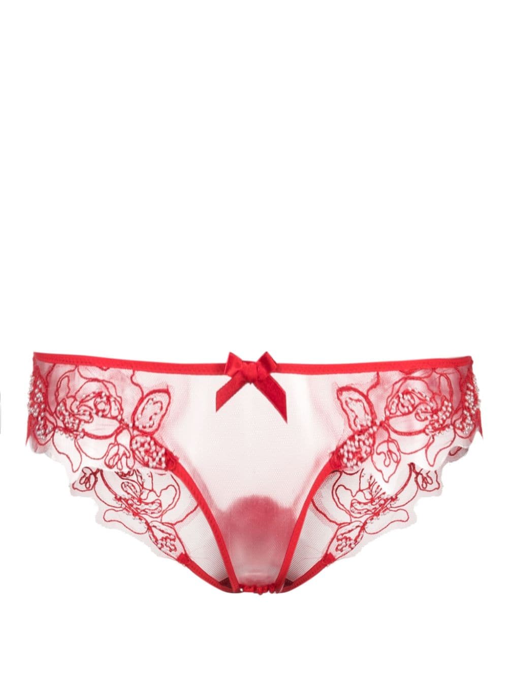 Agent Provocateur  Lindie floral-embroidered tulle briefs
