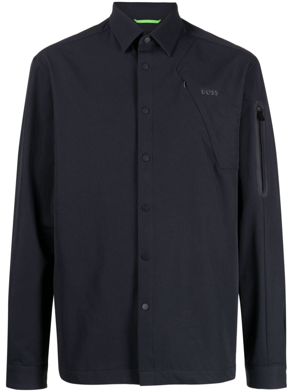 BOSS logo-print zip-pockets shirt