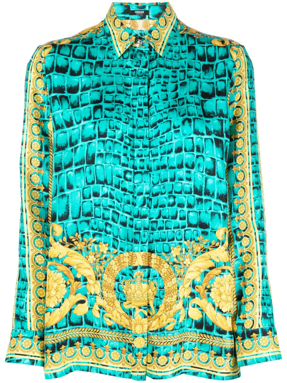 Versace  Baroccodile-print silk shirt