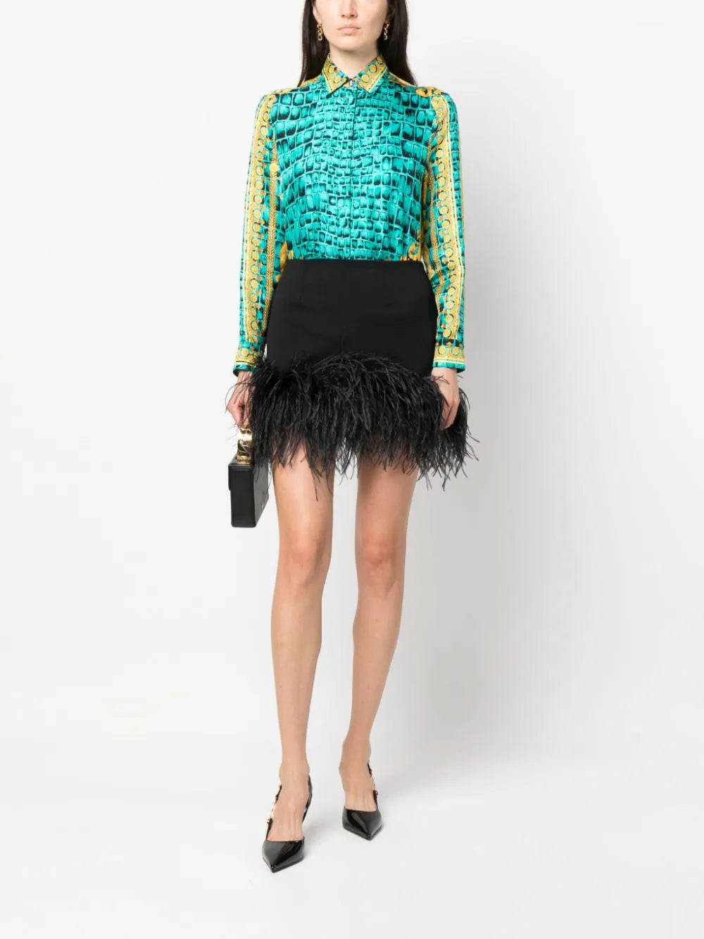 Versace  Barocco-print silk shirt