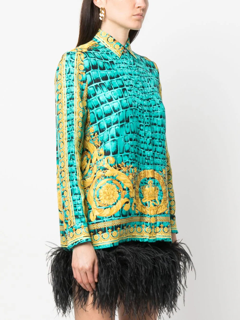 Versace  Barocco-print silk shirt