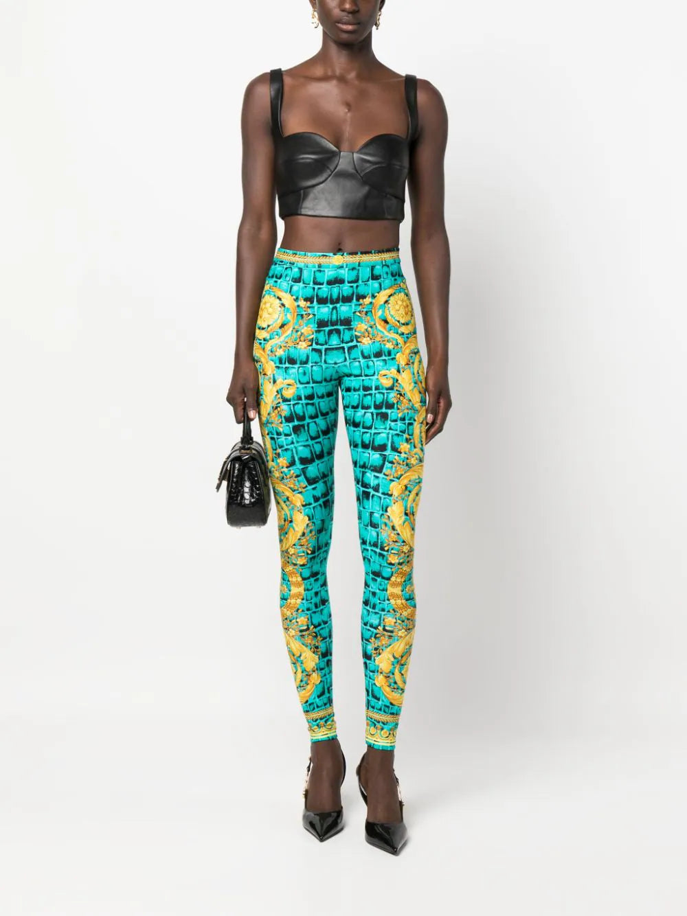 Versace Barocco-print slip-on leggings