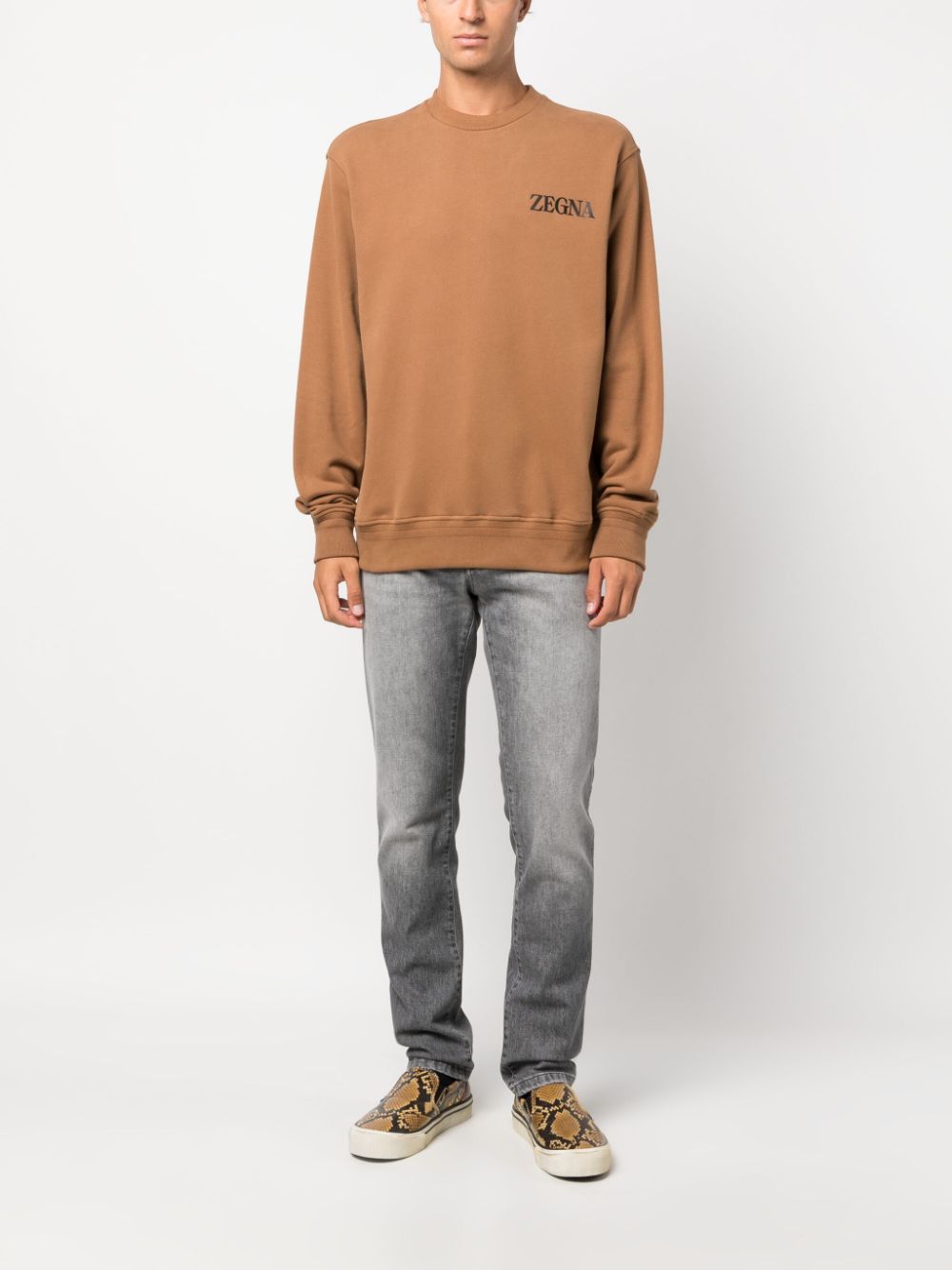 Zegna  logo-embossed cotton sweatshirt