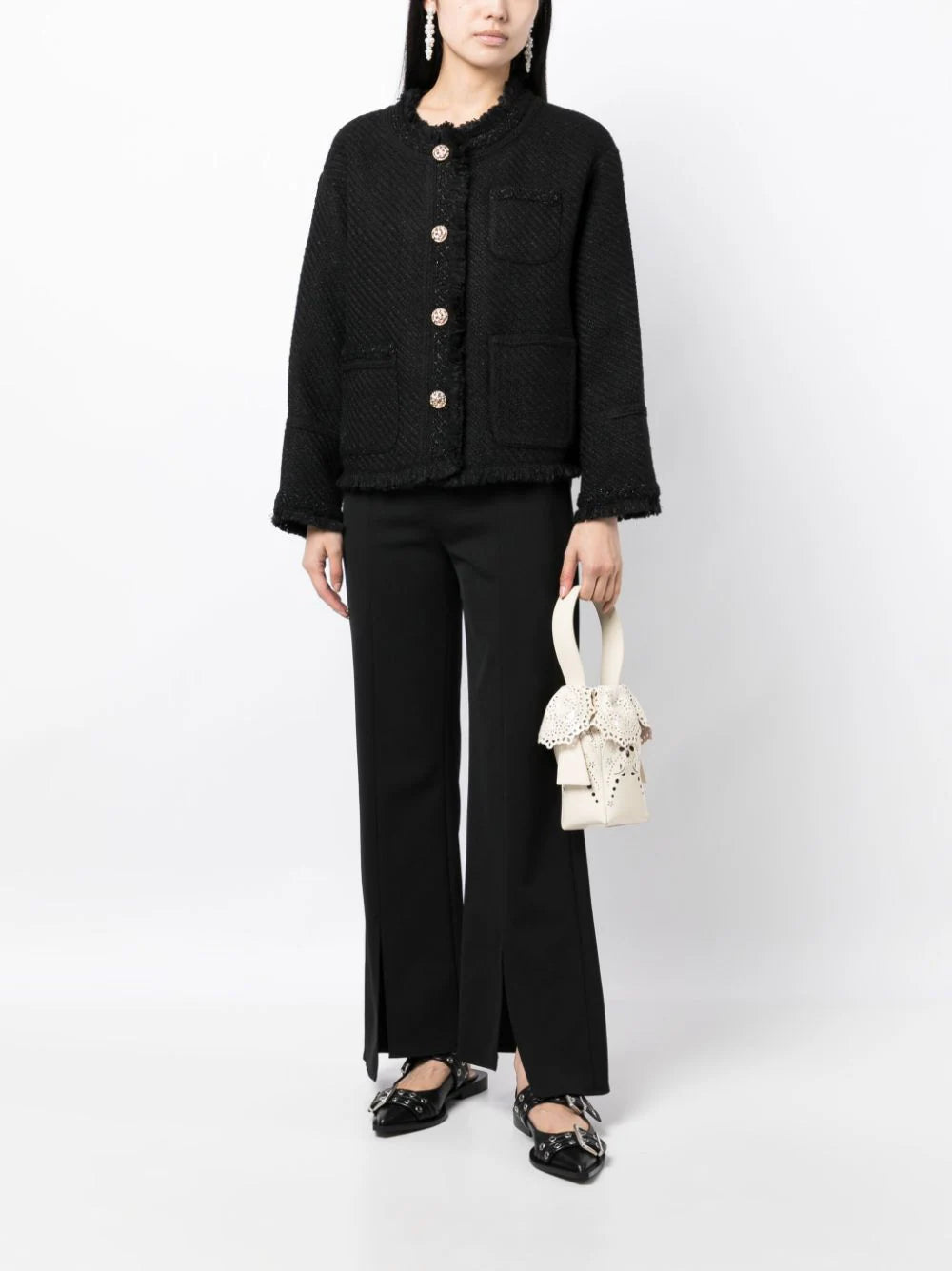 b+ab fringe-detailing tweed jacket