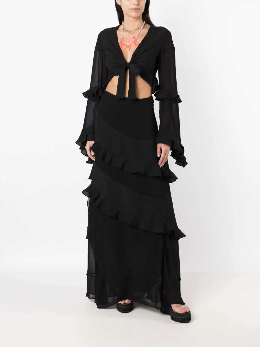 Amir Slama  ruffled-trim maxi skirt