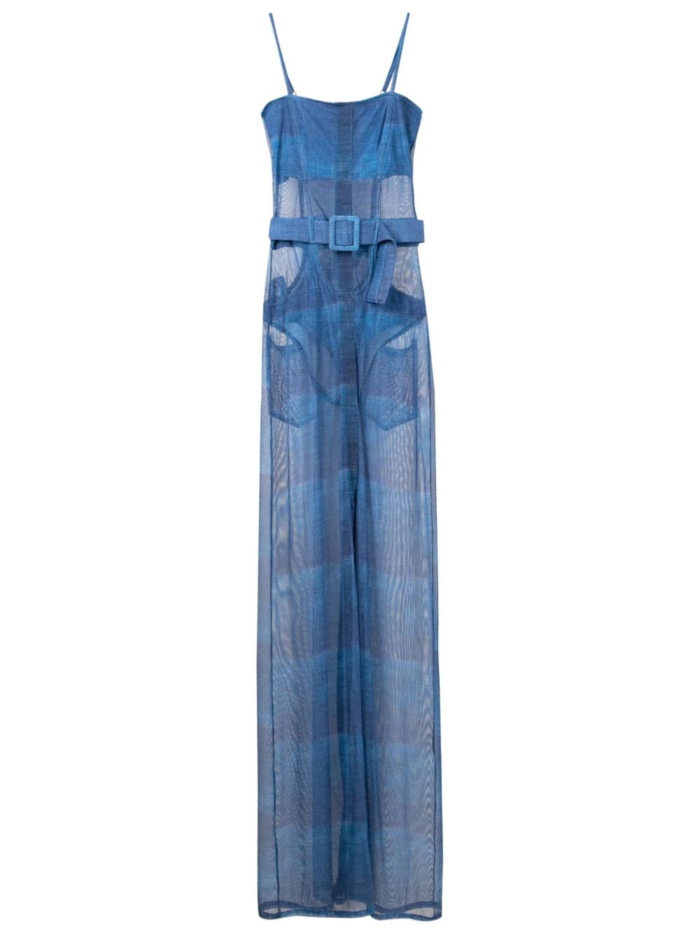 Amir Slama  sheer-finish belted-waist maxi dress
