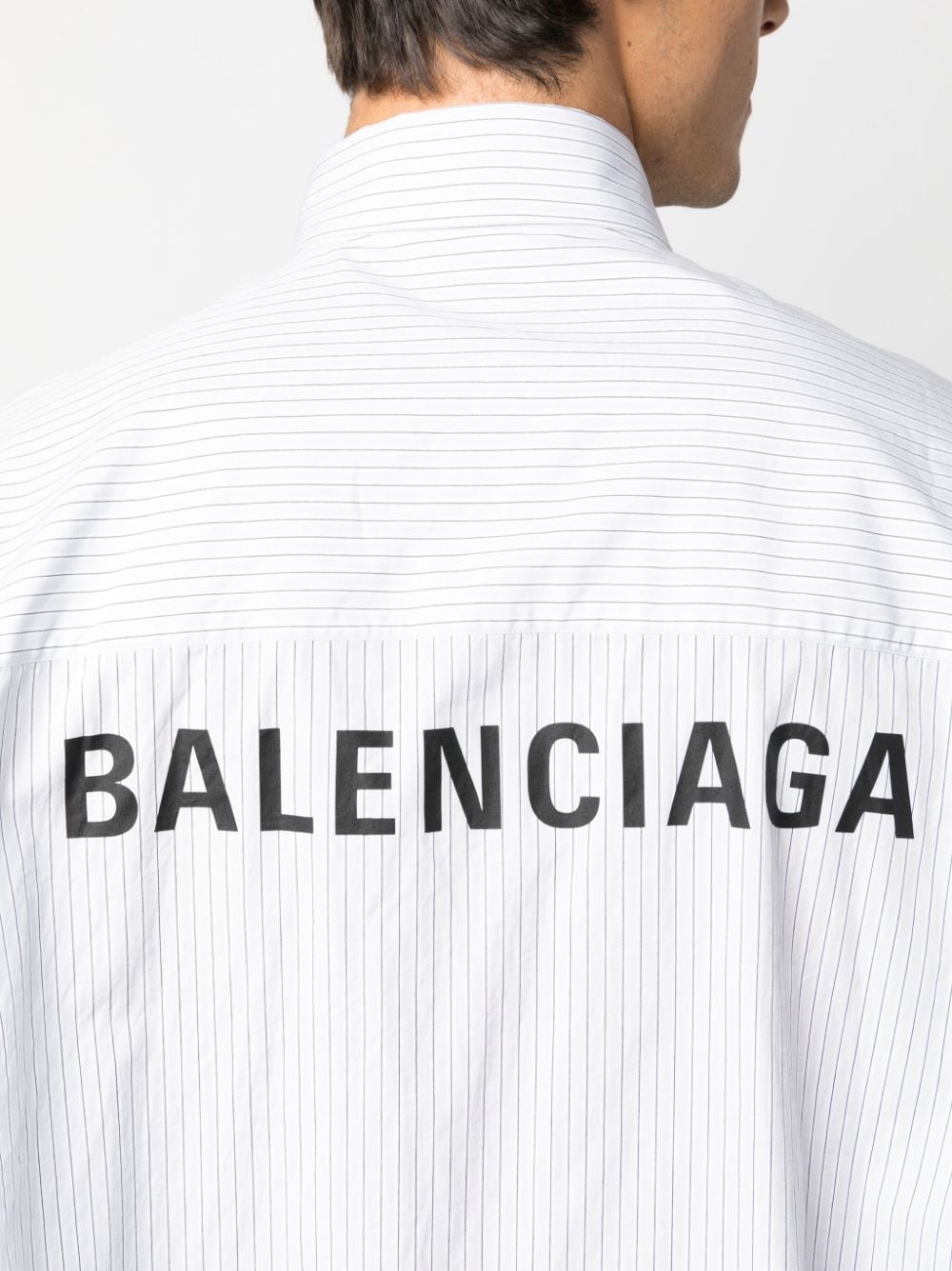 Balenciaga striped logo-print cotton shirt