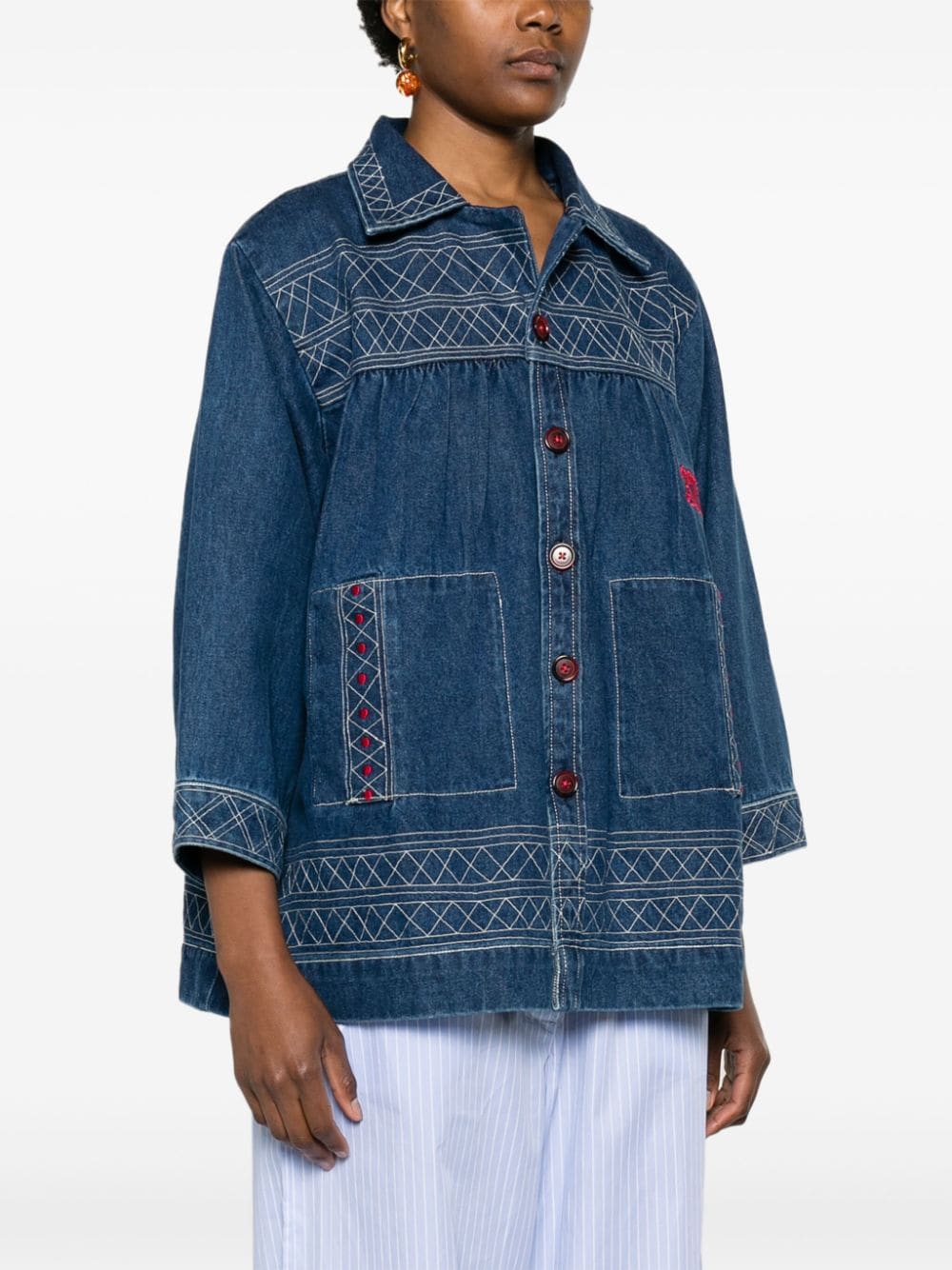 BODE Quincy motif-embroidered denim jacket