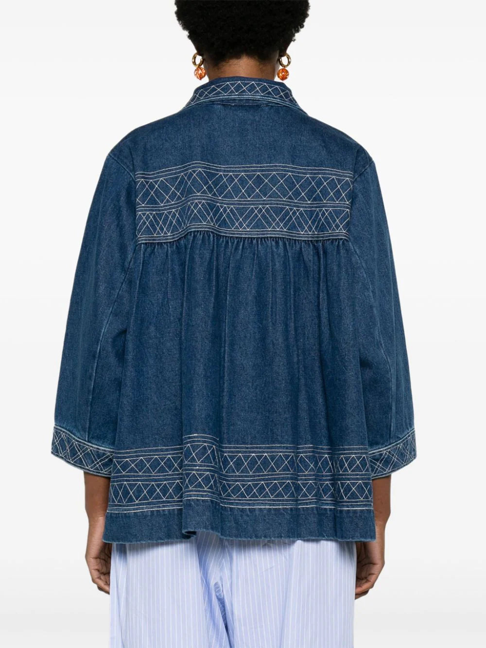 BODE Quincy motif-embroidered denim jacket