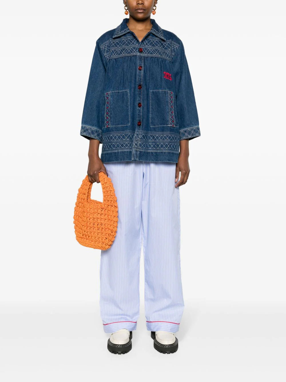 BODE Quincy motif-embroidered denim jacket