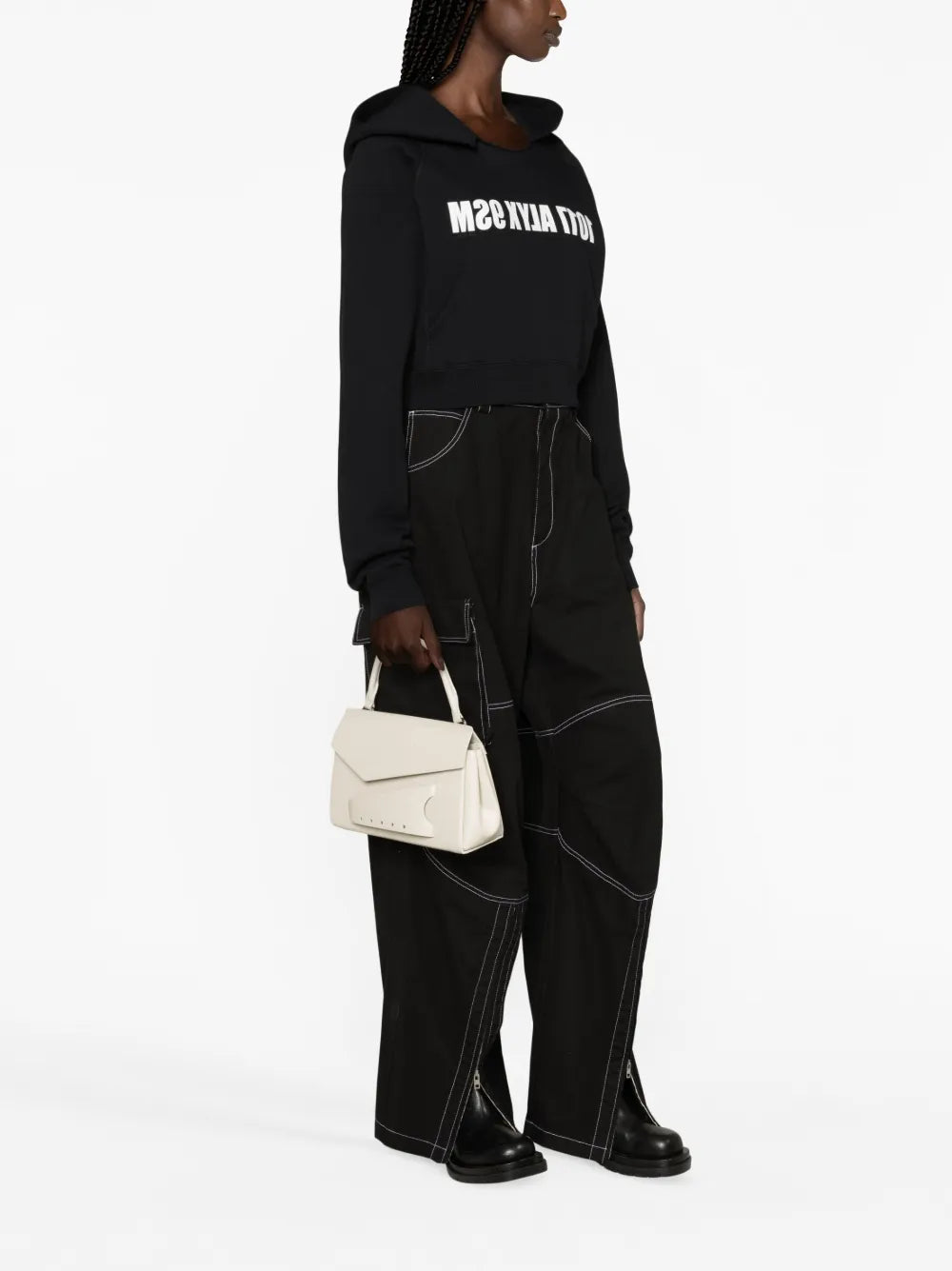 1017 ALYX 9SM  logo-print cropped cotton hoodie