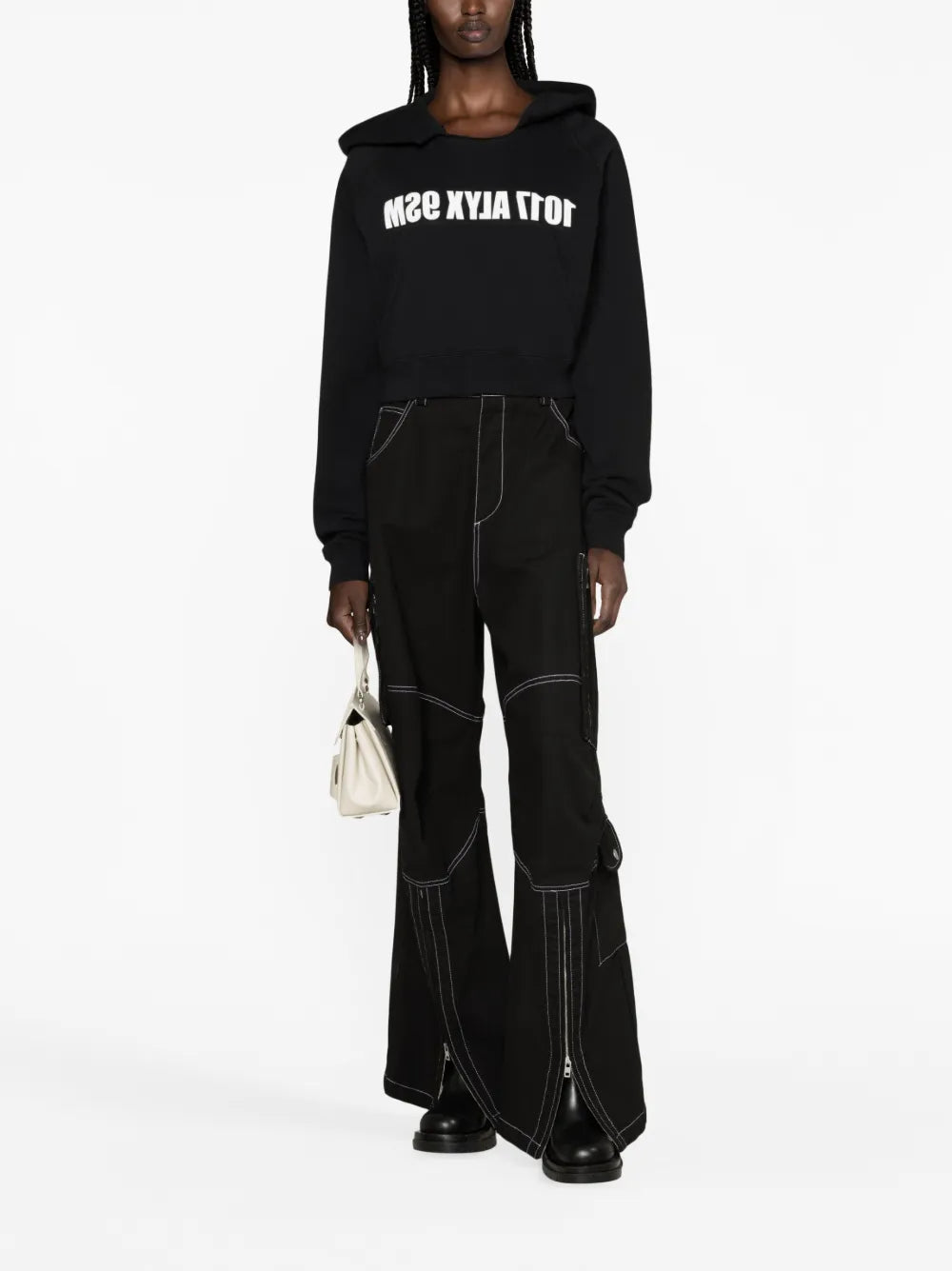 1017 ALYX 9SM  logo-print cropped cotton hoodie