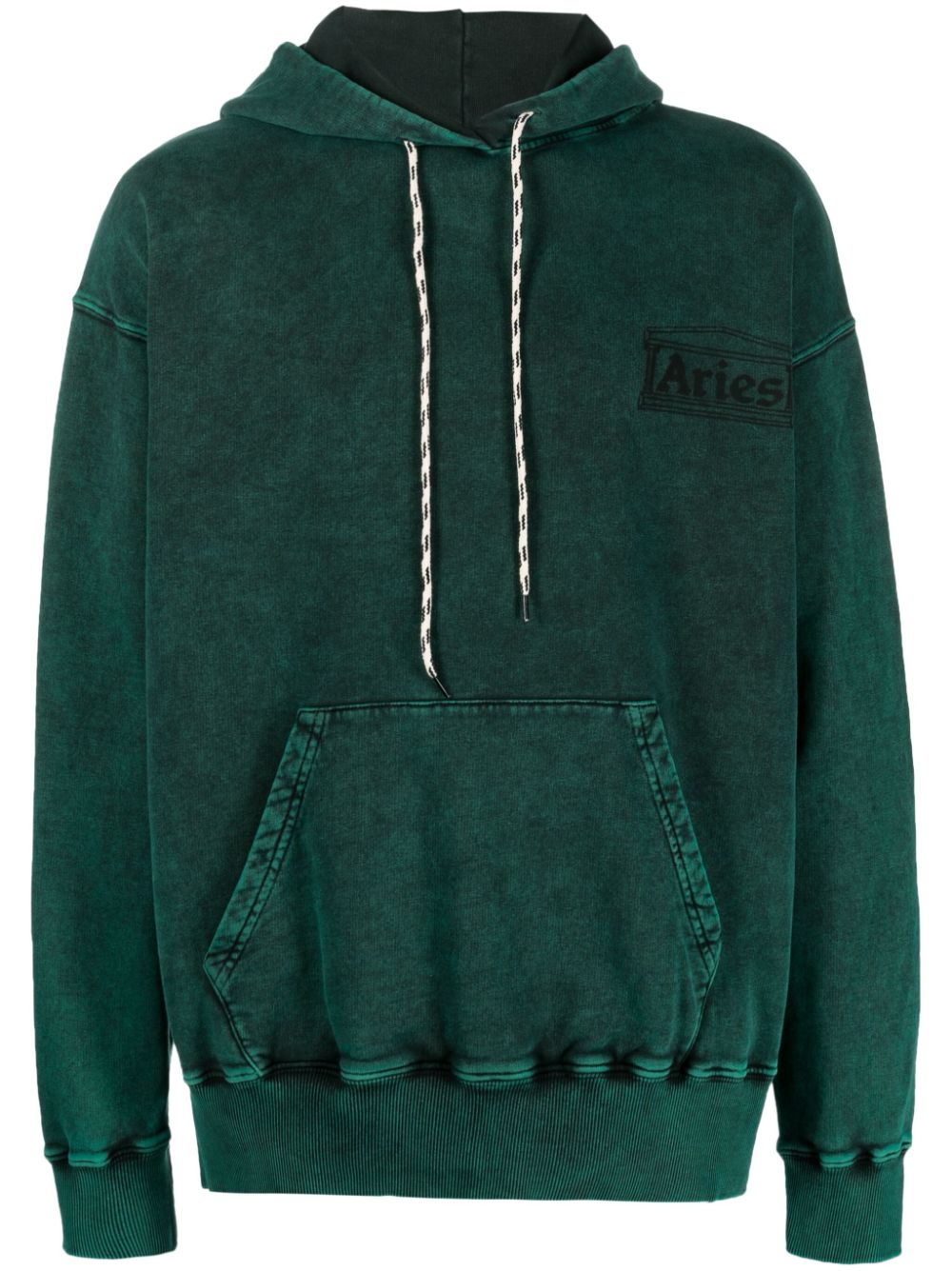 Aries  logo-print distressed-finish cotton hoodie