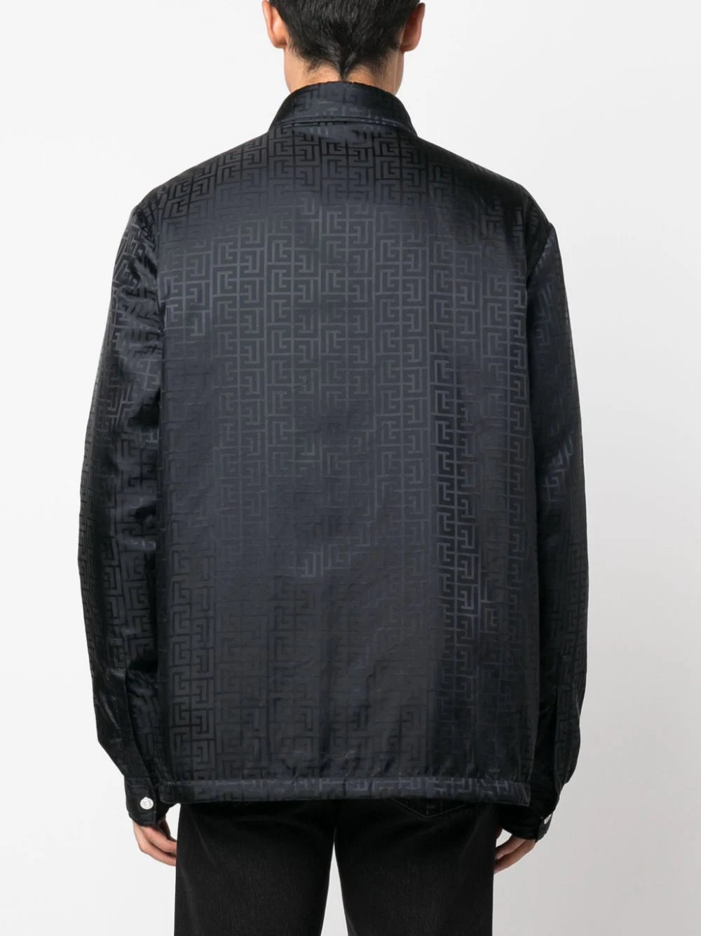 Balmain  monogram-pattern logo-patch shirt