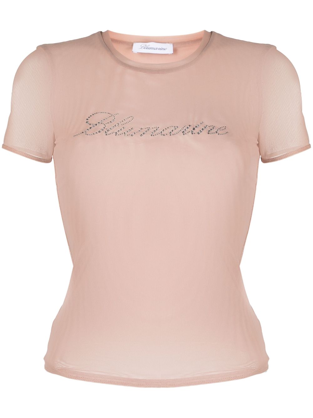 Blumarine  logo-embellishment mesh T-shirt
