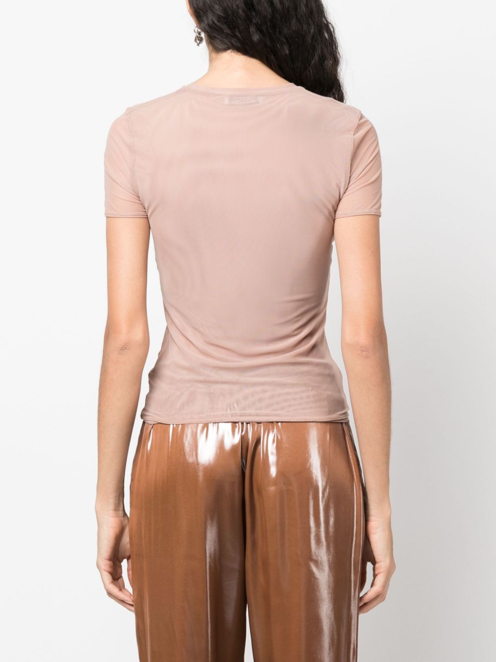 Blumarine  logo-embellishment mesh T-shirt