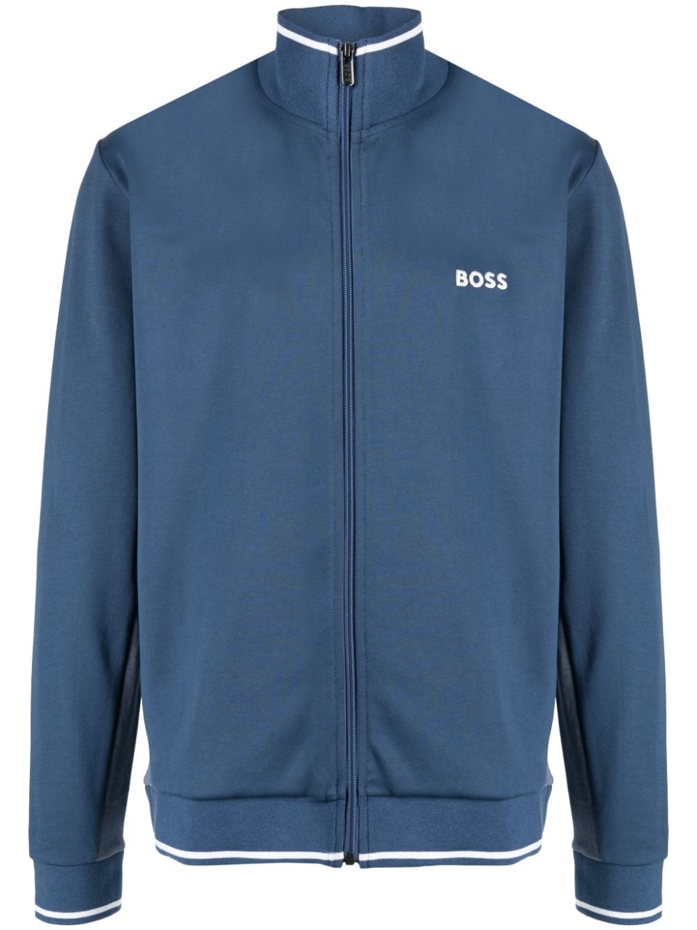 BOSS logo-embroidered zip-up jacket