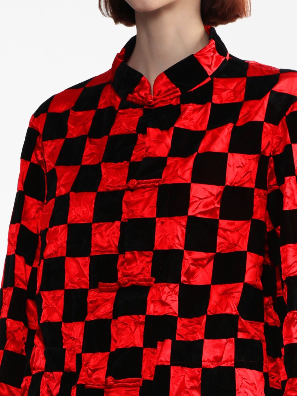 Black Comme Des Garçons satin-finish checked jacket