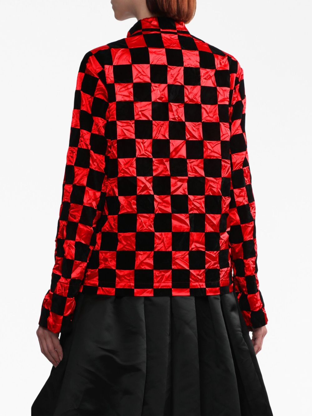 Black Comme Des Garçons satin-finish checked jacket