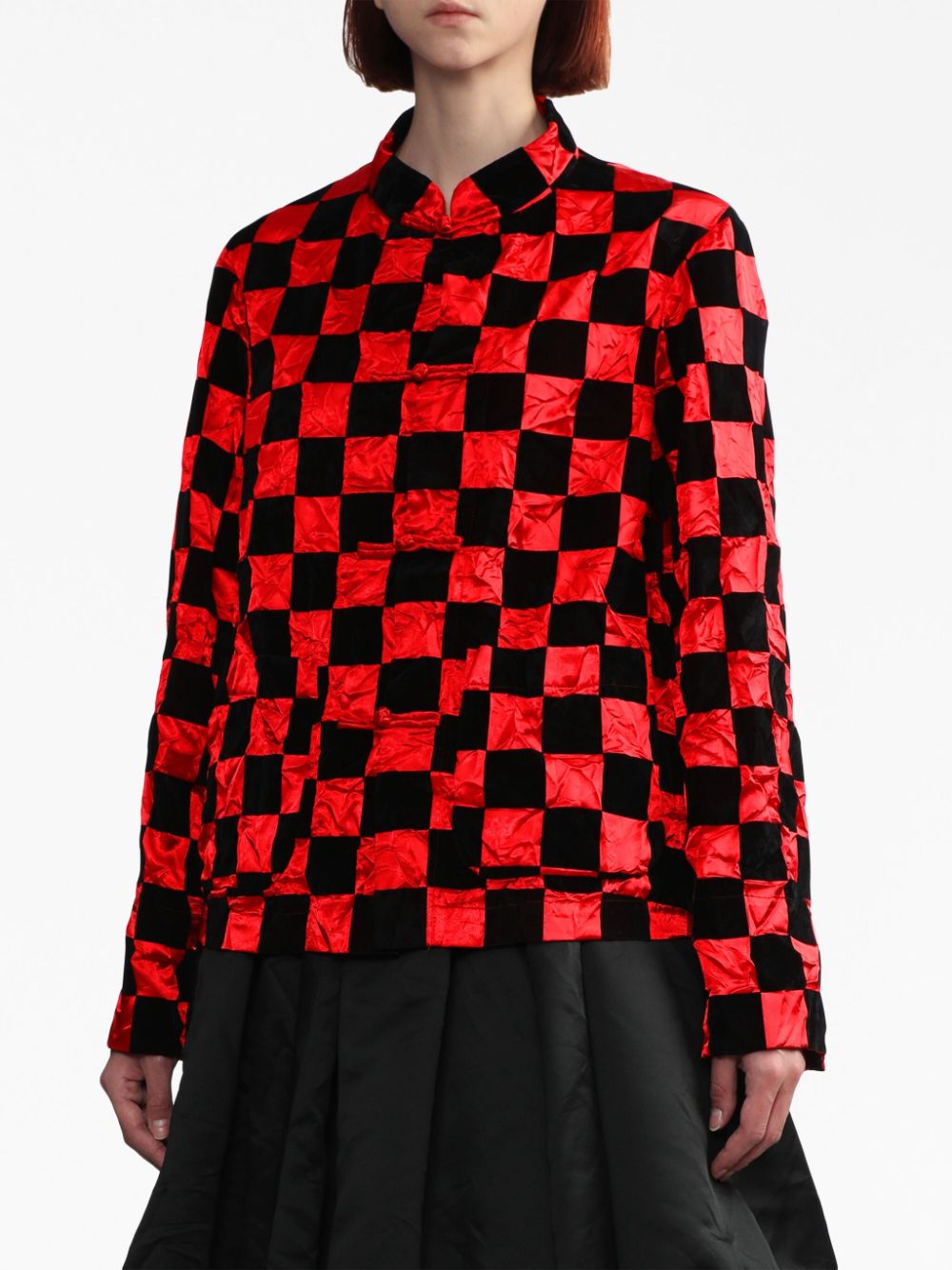 Black Comme Des Garçons  satin-finish checked jacket