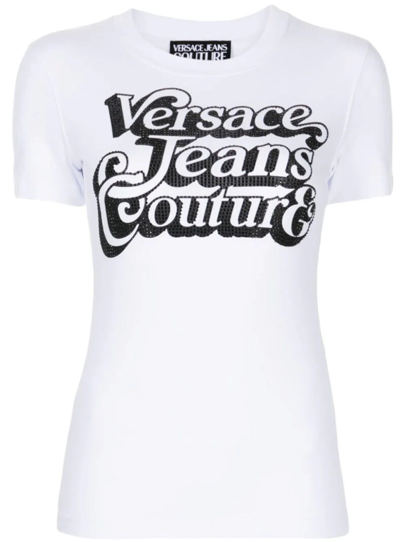 Versace  rhinestone-embellished logo-print T-shirt
