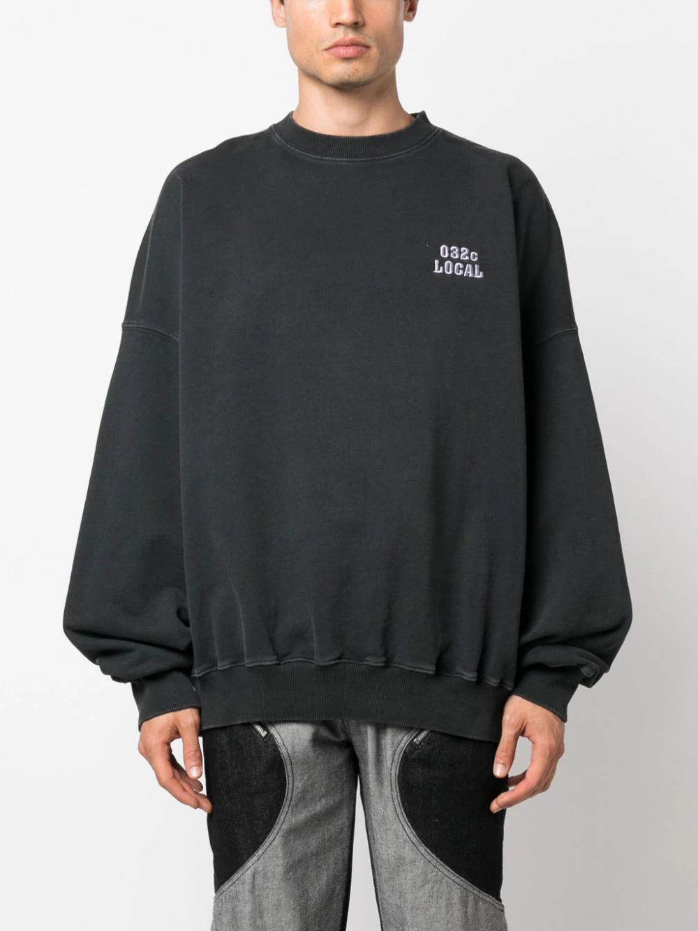 032c logo-embroidered organic cotton sweatshirt