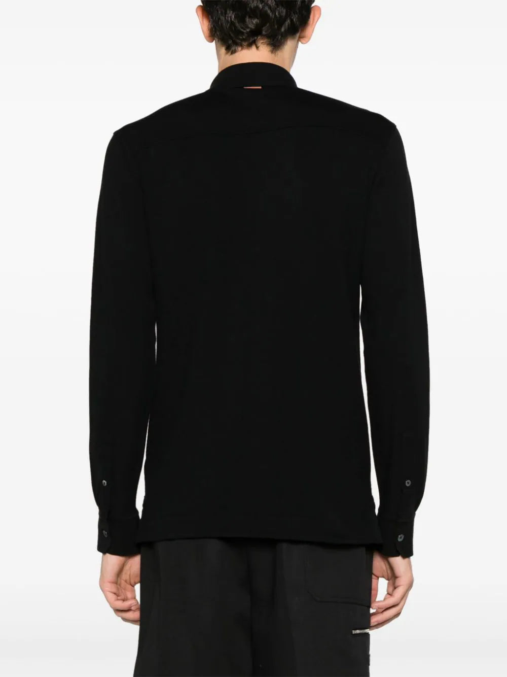 Zegna  leather-trim cotton polo-shirt