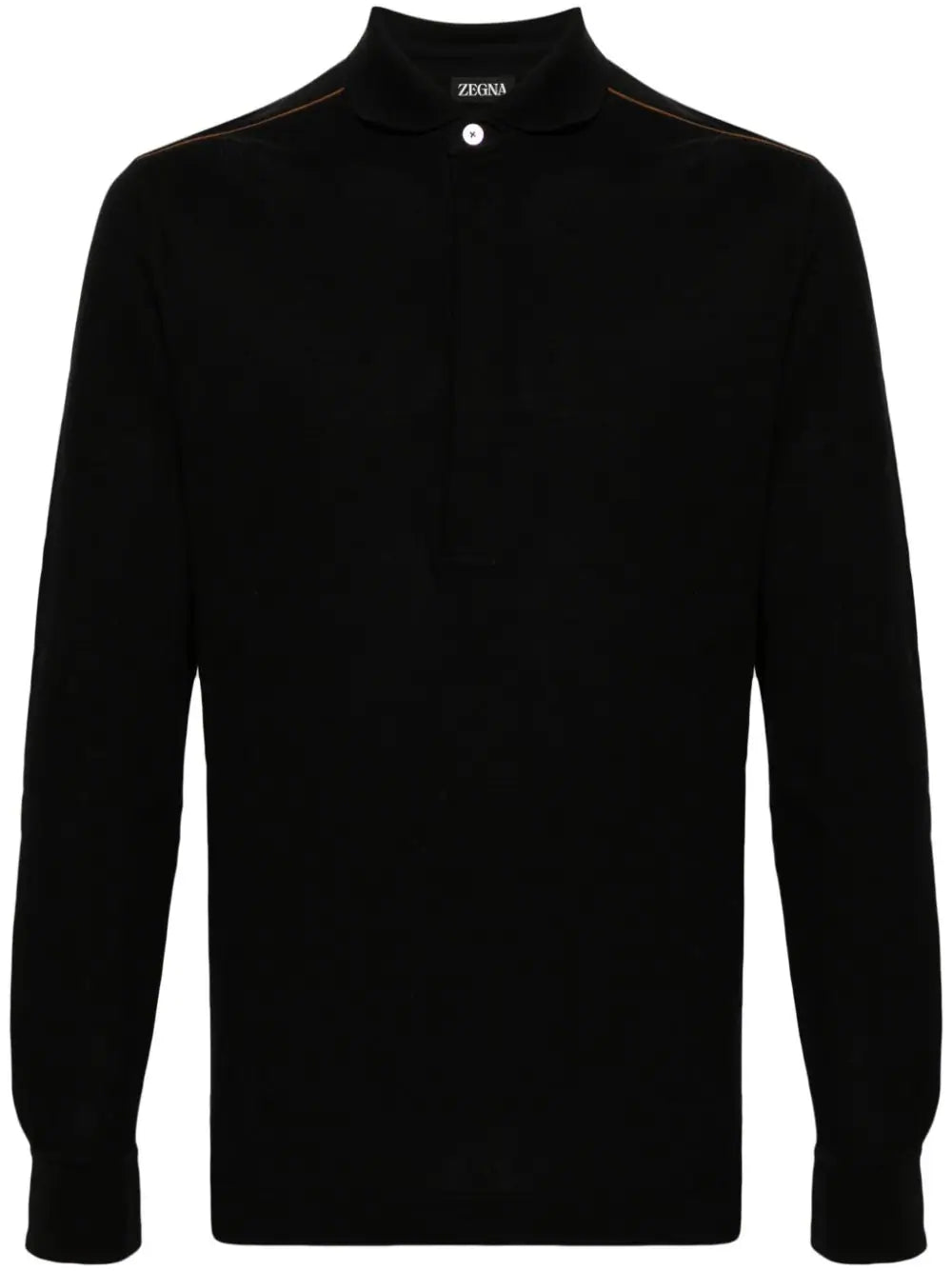 Zegna  leather-trim cotton polo-shirt