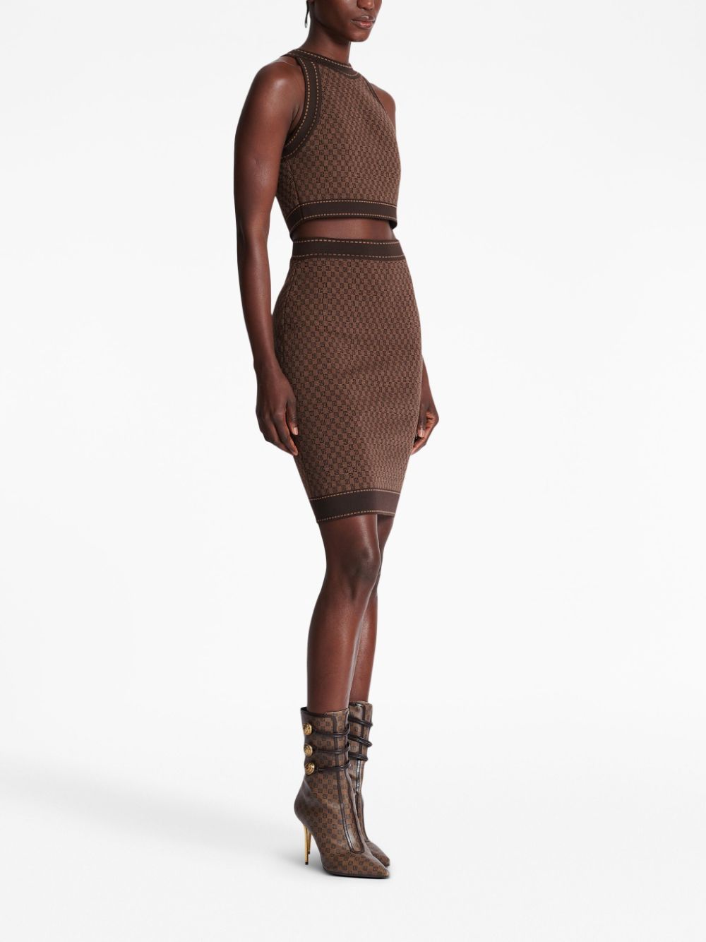 Balmain monogram-jacquard skirt