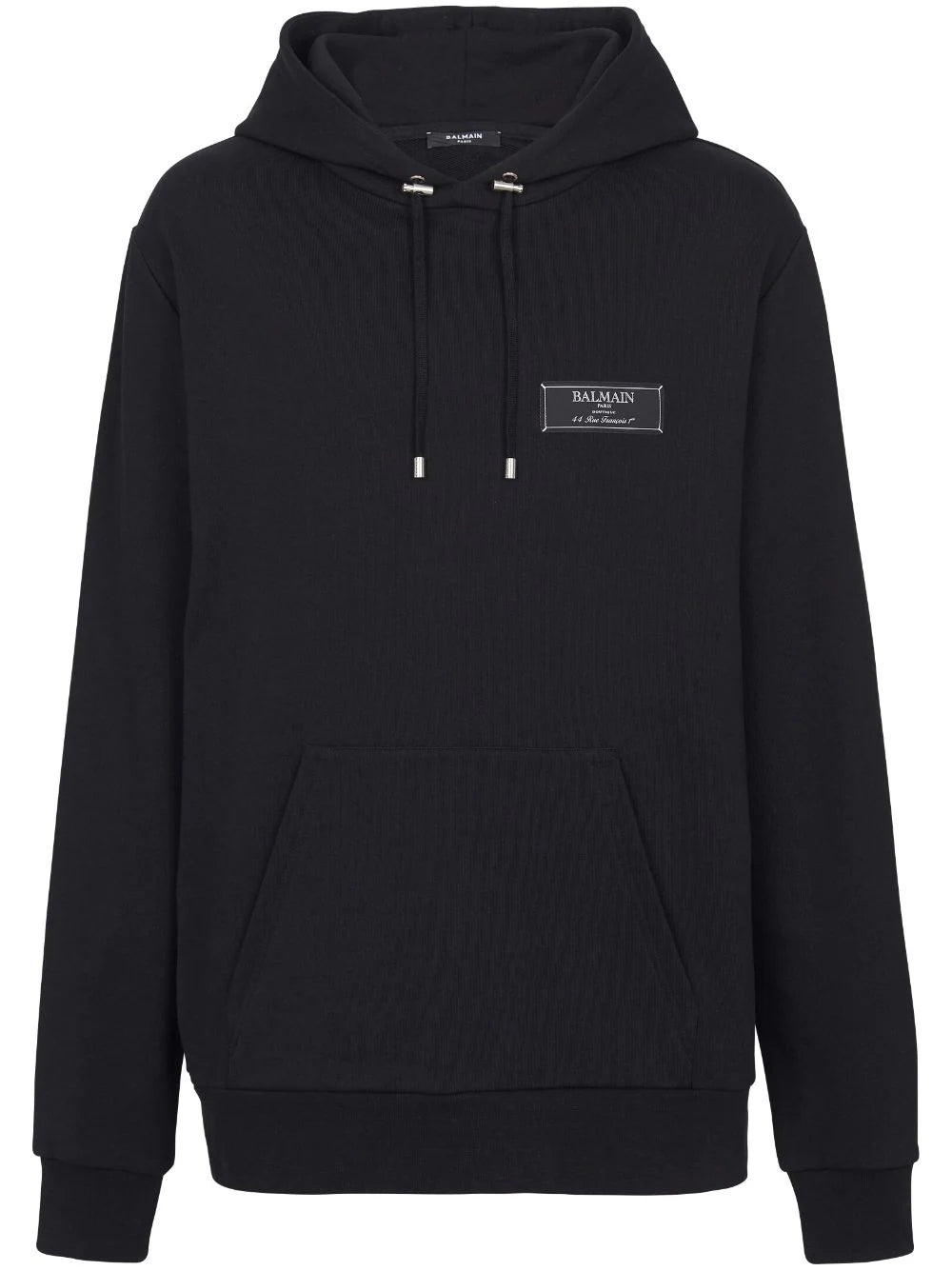 Balmain  logo-patch cotton hoodie