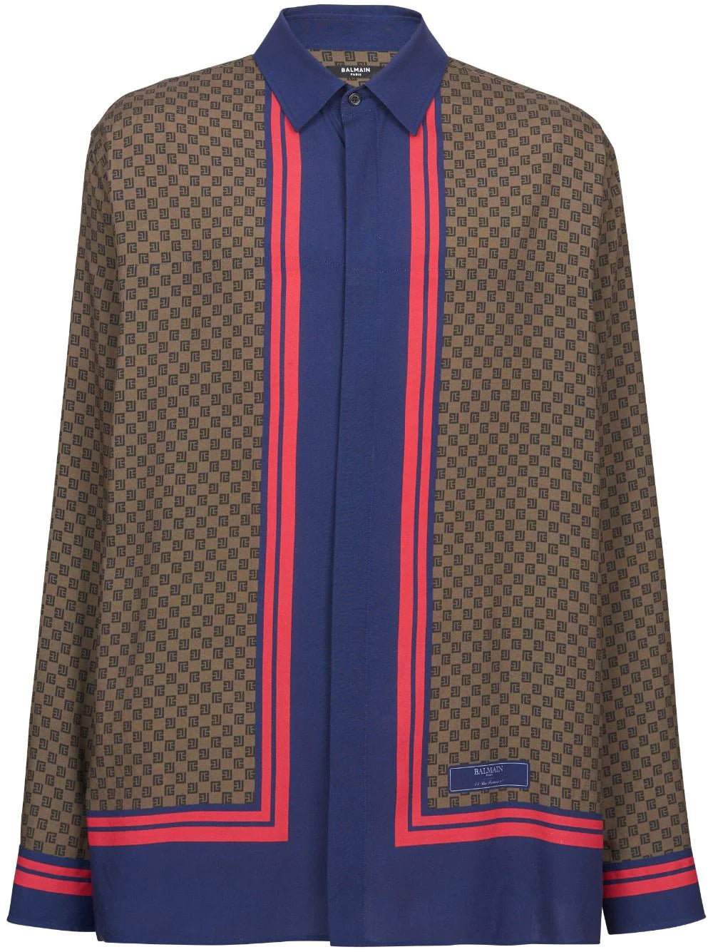 Balmain  monogram-scarf print shirt